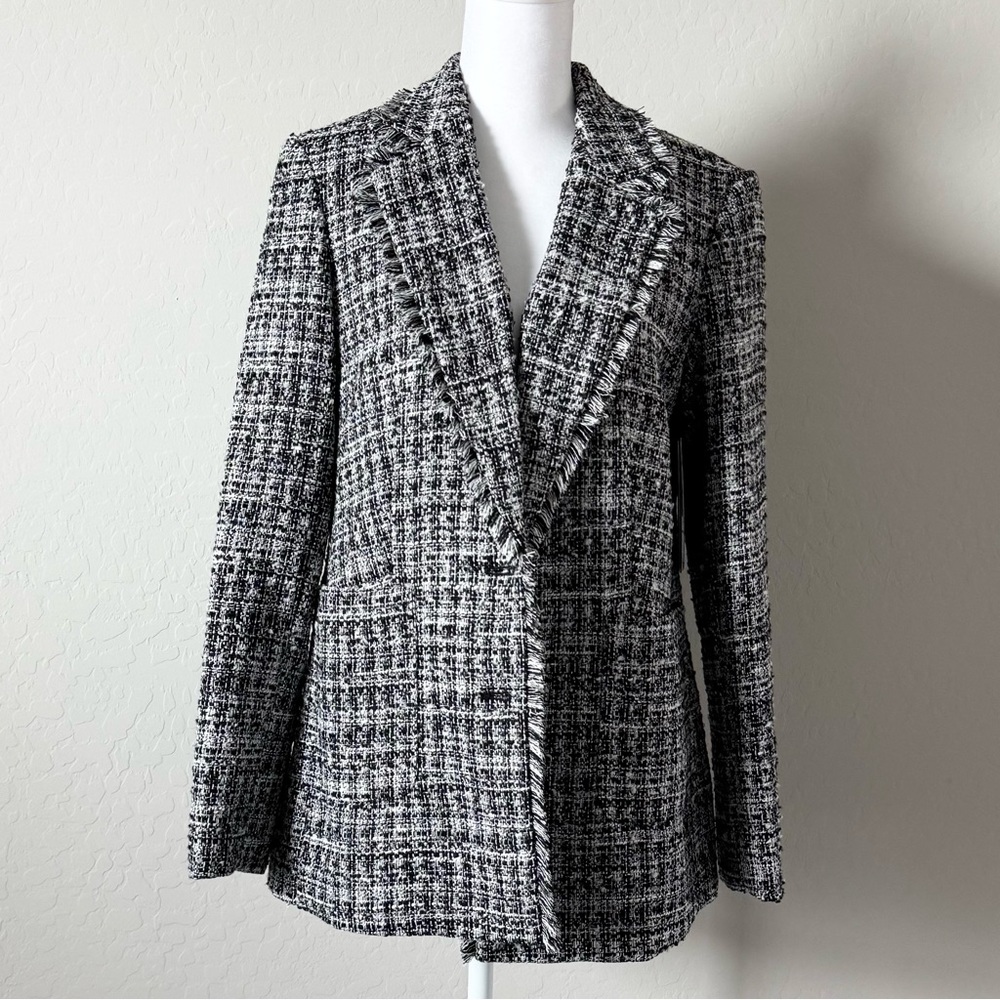 Karl Lagerfeld Black White Tweed Blazer